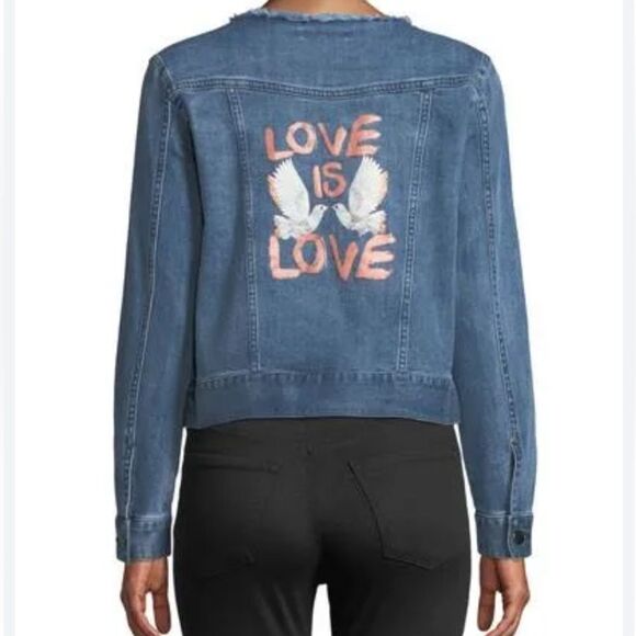Rebecca Minkoff Love is Love Charlie Jean Jacket Size Small 📦 - Picture 1 of 9